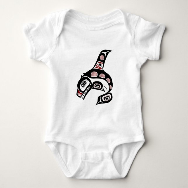 Northwest Pacific coast Haida Orca Killer whale Baby Bodysuit (Front)