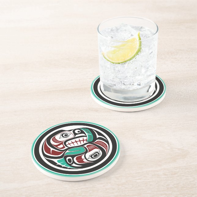 Northwest Pacific coast Otter chasing Salmon Coaster (Side)