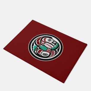 Northwest Pacific coast Otter chasing Salmon Doormat