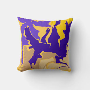 Northwest Purple, Yellow and Beige Swirls  Cushion