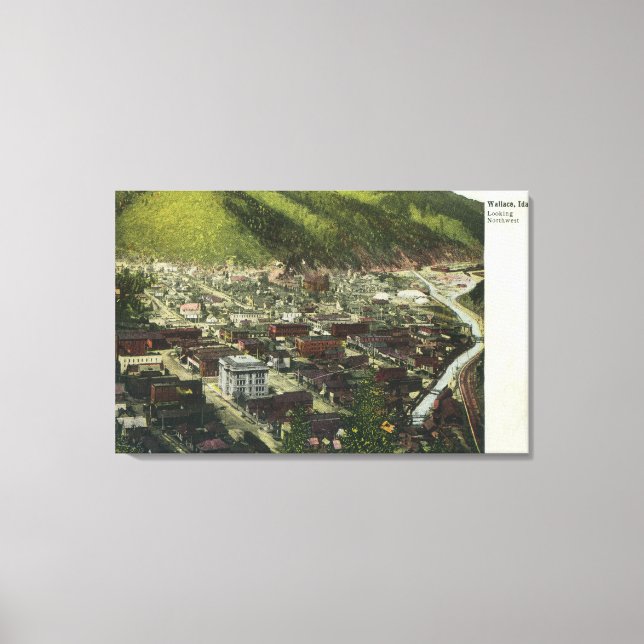 Northwestern Aerial View of TownWallace, ID Canvas Print (Front)