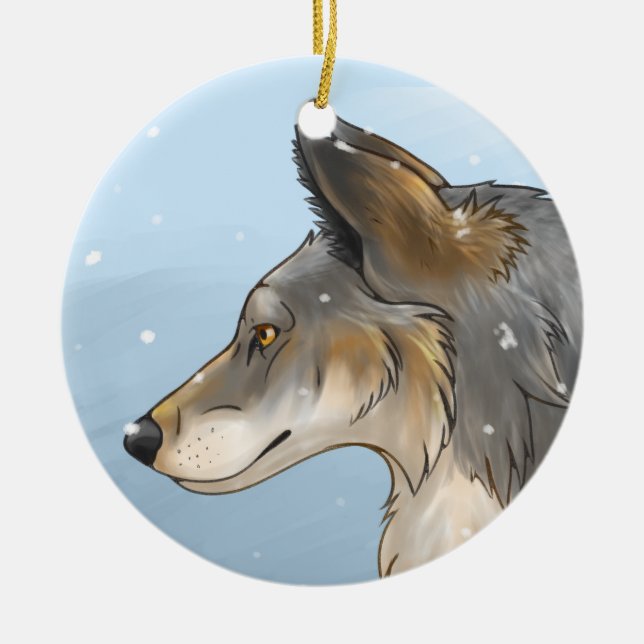Northwestern Wolf Ceramic Tree Decoration (Front)