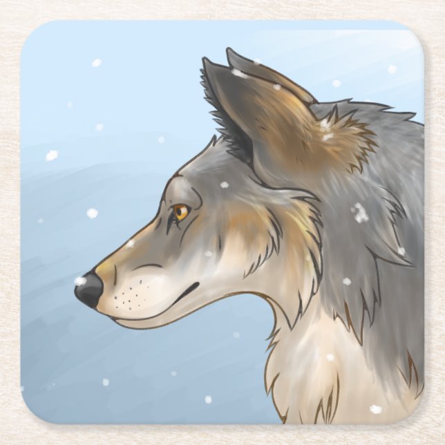 Northwestern Wolf Square Paper Coaster (Front)