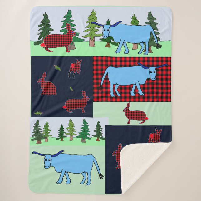 Northwoods Lumberjackrabbit and Babe blanket (Front)