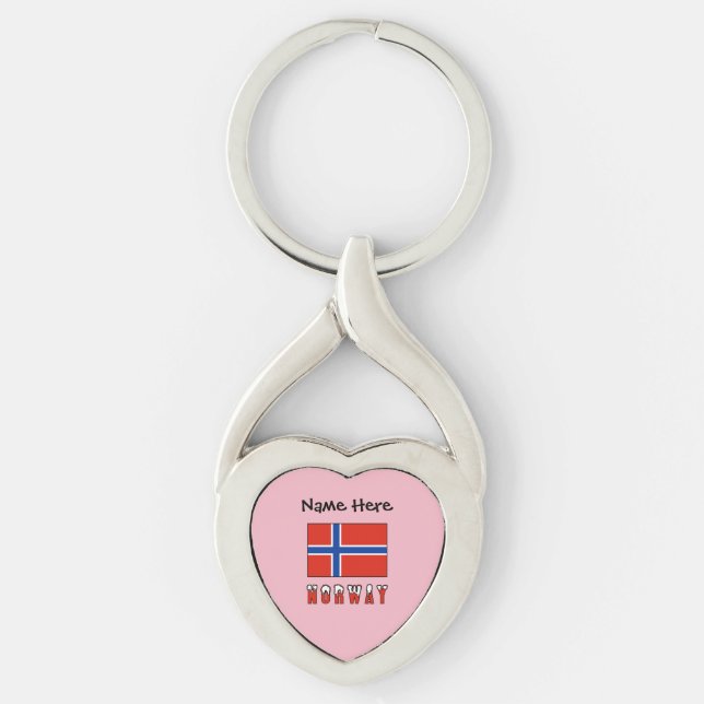 Norway and Norwegian Flag Personalised  Key Ring (Front)
