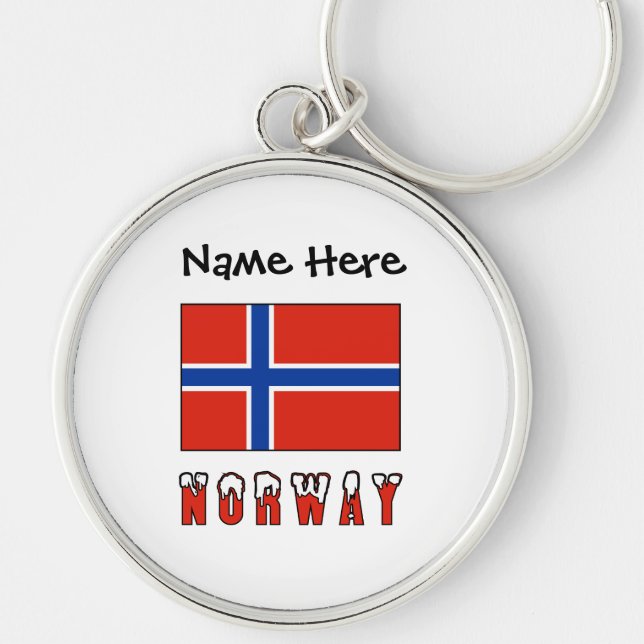 Norway and Norwegian Flag Personalized  Key Ring (Front)