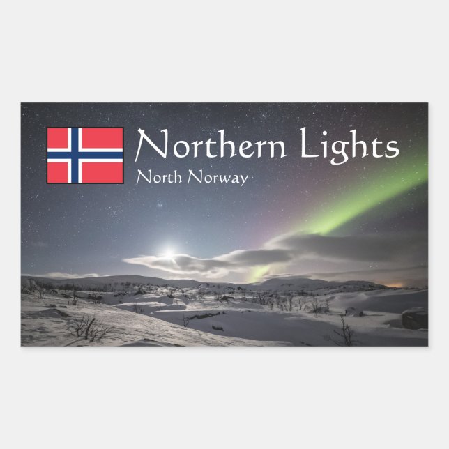 Norway Aurora Landscape Photo Rectangular Sticker (Front)