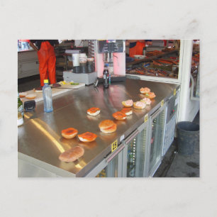 Norway, Bergen fish market, burger stall Postcard