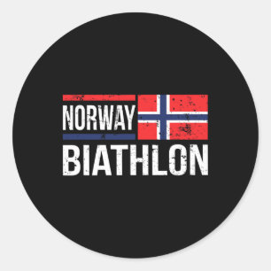 Norway Biathlon Target Skiing Shooting Competition Classic Round Sticker