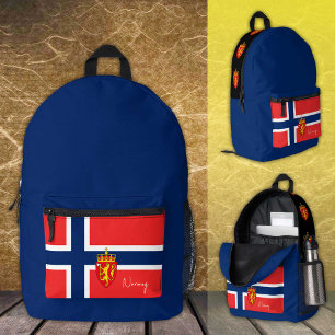Norway, Blue backpack, Norwegian Flag / patriotic Printed Backpack