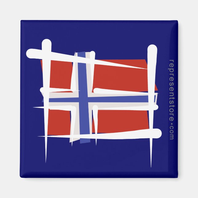 Norway Brush Flag Magnet (Front)