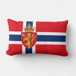 Norway coat of arms on Norway's flag, Norwegian 3 Lumbar Cushion