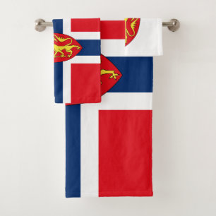 Norway coat of arms on Norway's flag, Norwegian 3a Bath Towel Set