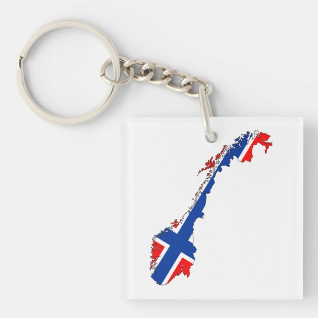 norway country flag map key ring (Front)
