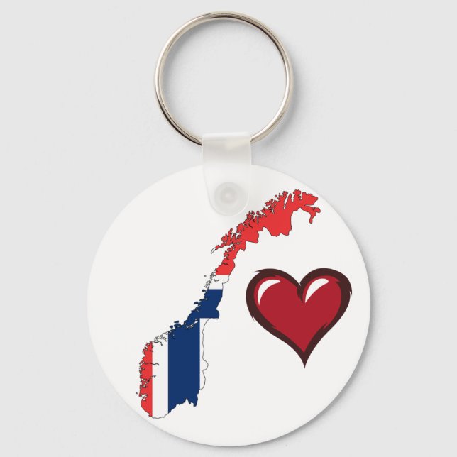 Norway country flag red heart key ring (Front)