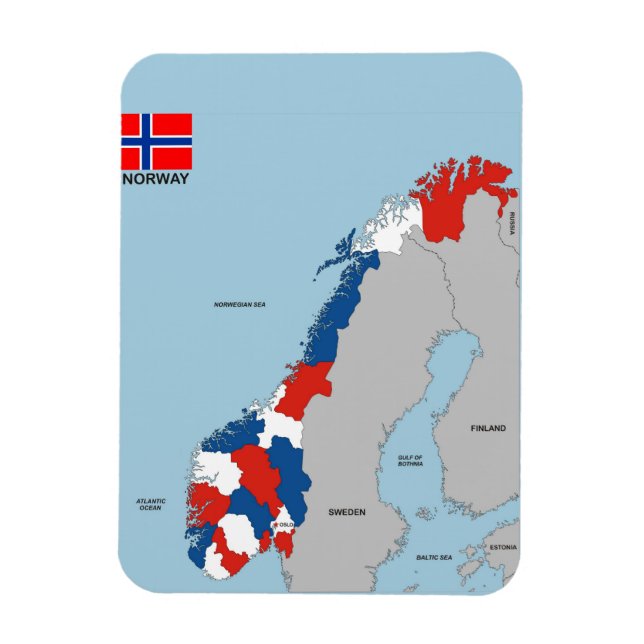 norway country political map flag magnet (Vertical)