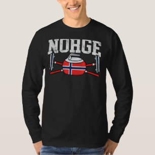 Norway Curling Broom Winter Ice Sport Norwegian Fl T-Shirt