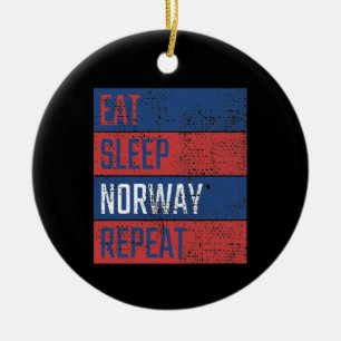 Norway - Eat Sleep Norway Repeat Ceramic Tree Decoration