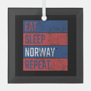 Norway - Eat Sleep Norway Repeat Glass Tree Decoration