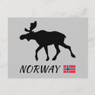 Norway Elk and Flag Postcard