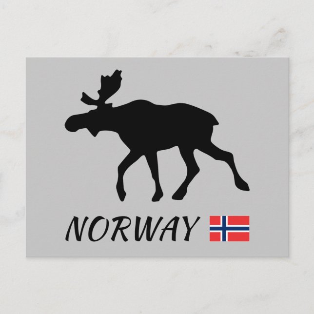 Norway Elk and Flag Postcard (Front)