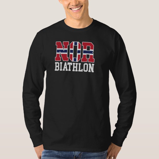 Norway Flag Biathlonist  Norwegian Nor Biathlon Pu T-Shirt (Front)