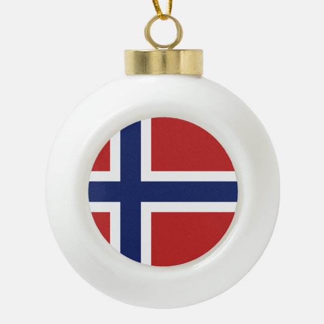 Norway Flag Ceramic Ball Christmas Ornament (Front)