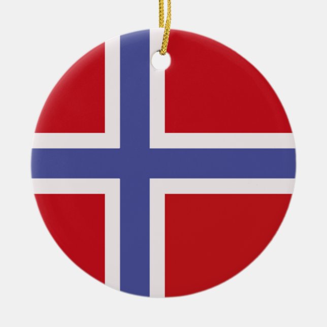 Norway flag ceramic tree decoration (Front)