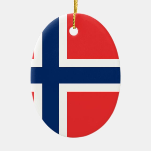 Norway Flag Ceramic Tree Decoration (Front)