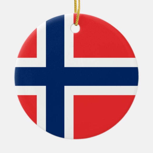 Norway Flag Ceramic Tree Decoration (Front)