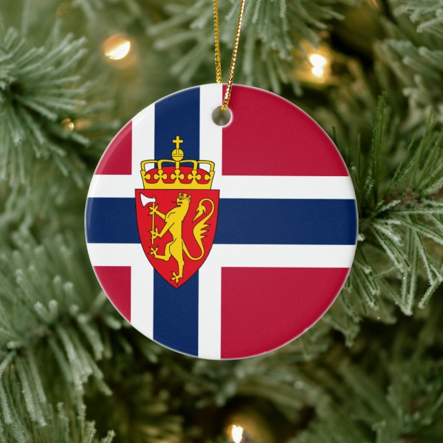 Norway Flag/ Coat of Arms Ceramic Tree Decoration (Tree)