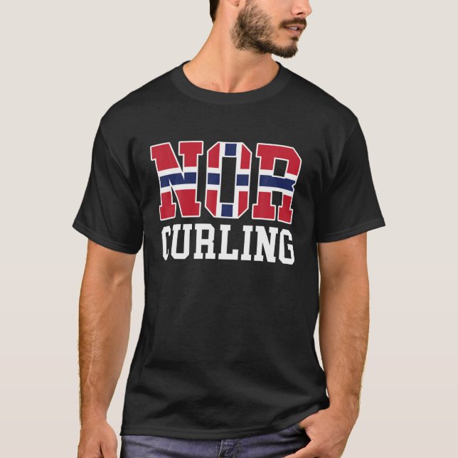 Norway Flag Curler - Norwegian NOR Curling T-Shirt (Front)