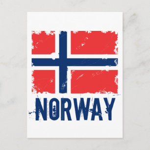 NORWAY FLAG DISTRESSED POSTCARD