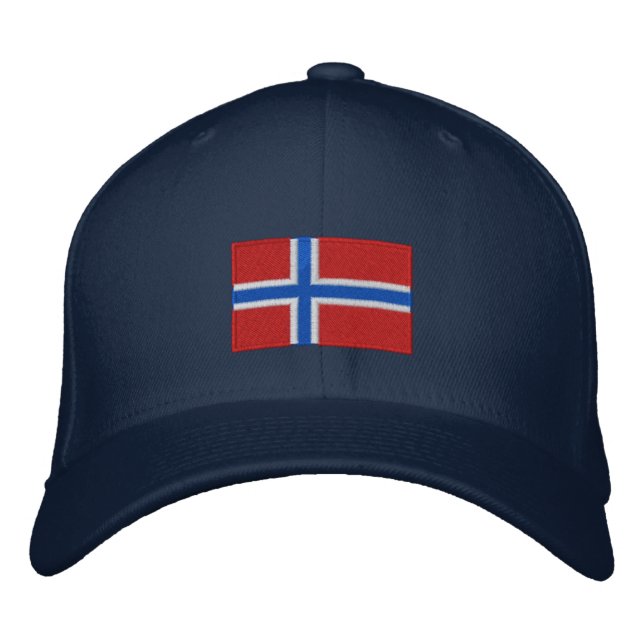 Norway flag embroidered flexfit wool hat (Front)