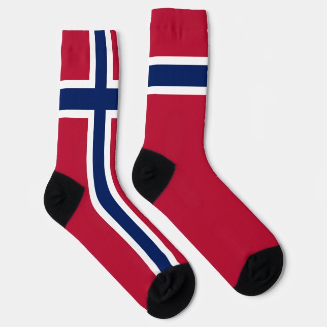 Norway Flag Fun Norwegian National Pride Patriotic Socks (Right)