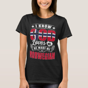 Norway Flag God Loves Me Norwegians T-Shirt