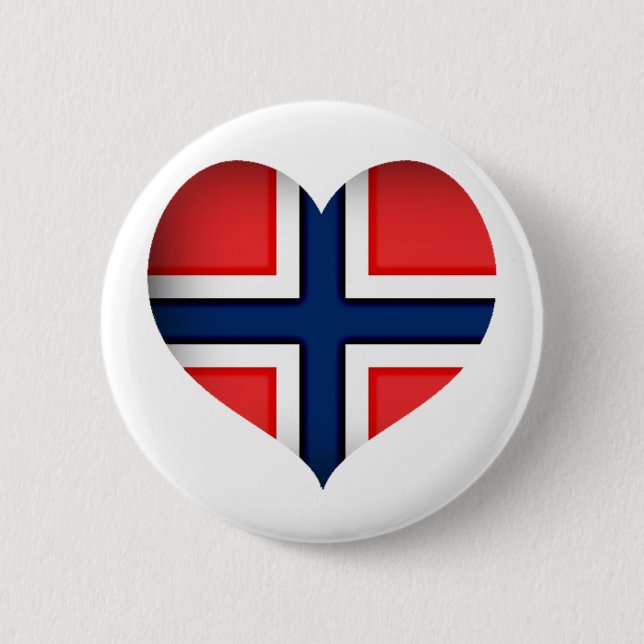 Norway Flag Heart 6 Cm Round Badge (Front)