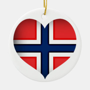 Norway Flag Heart Ceramic Tree Decoration