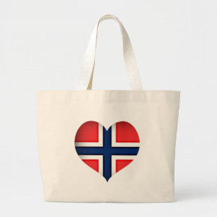 Norway Flag Heart Large Tote Bag