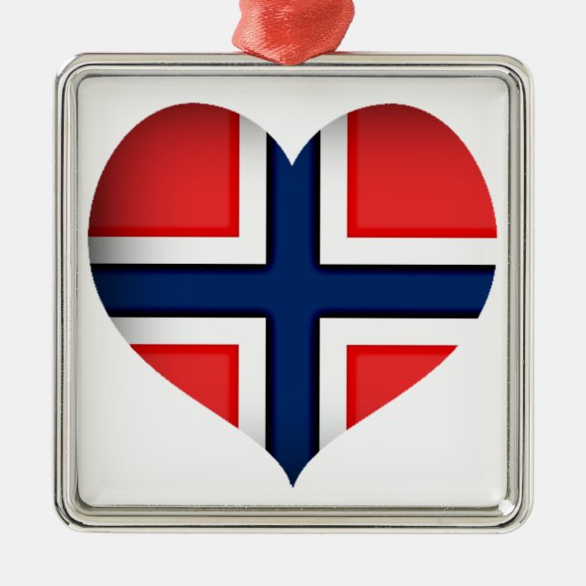 Norway Flag Heart Metal Tree Decoration (Front)