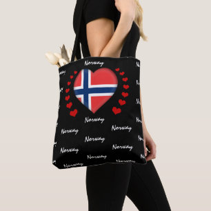Norway Flag & Heart, Norwegian Flag fashion /sport Tote Bag