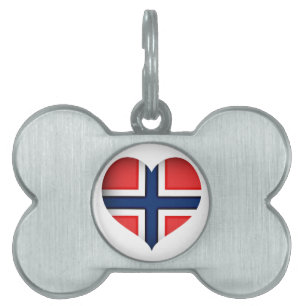 Norway Flag Heart Pet Tag