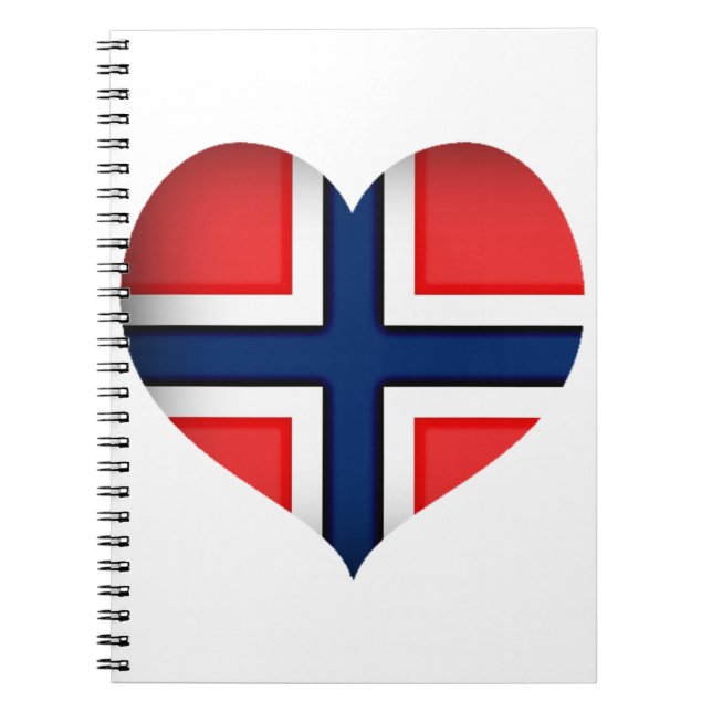 Norway Flag Heart Spiral Notebook (Front)