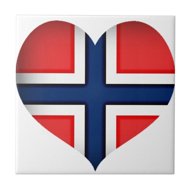 Norway Flag Heart Tile (Front)