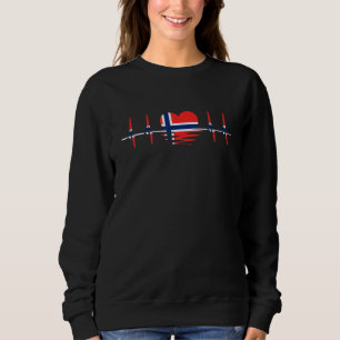 Norway Flag Heartbeat Heart Rate Herlzinia Pulse H Sweatshirt