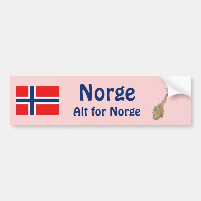 Norway Flag + Map Bumper Sticker (Front)