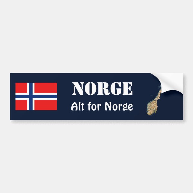 Norway Flag + Map Bumper Sticker (Front)
