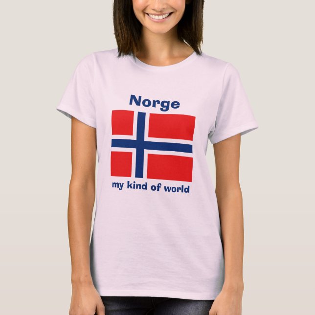 Norway Flag + Map + Text T-Shirt (Front)