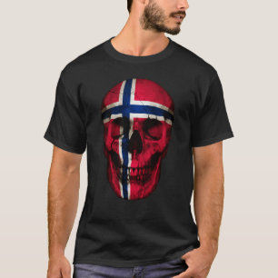Norway Flag Skull Norwegian Roots Proud Patriotic T-Shirt
