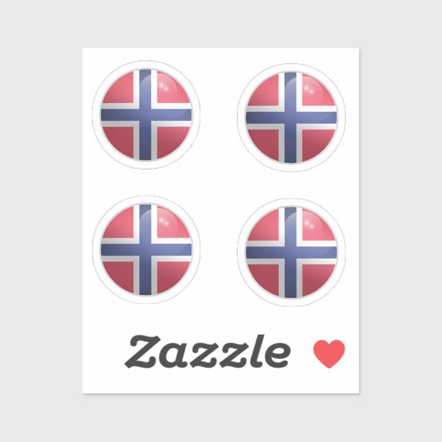 Norway Glossy Circle Flag (Sheet)